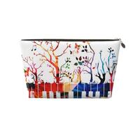 QGWDYYJQ Borsa cosmetica portatile da viaggio in pelle stampata con nota musicale con tastiera e pianoforte colorata, Oro, Taglia unica