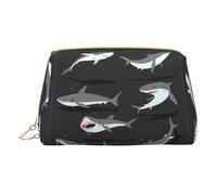 QGWDYYJQ Borsa cosmetica portatile della borsa di trucco del cuoio stampata dello squalo della pochette della borsa cosmetica, bianco, Taglia unica