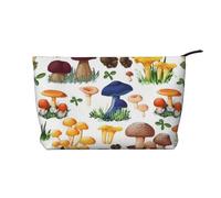 QGWDYYJQ Borsa cosmetica portatile di viaggio della borsa di trucco del velluto a coste stampata del fungo della pittura giapponese, Nero , Taglia unica