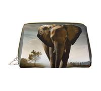 QGWDYYJQ Borsa cosmetica portatile in pelle stampata con elefante 3D borsa da toilette pochette, bianco, Taglia unica