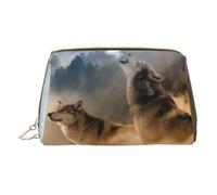 QGWDYYJQ Borsa cosmetica portatile in pelle stampata con lupo borsa da toilette pochette, bianco, Taglia unica