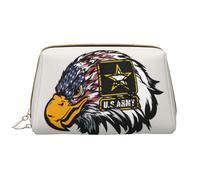 QGWDYYJQ Borsa cosmetica portatile in pelle stampata con Yin Yang World, Noi esercito fresco bandiera americana aquila, Taglia unica
