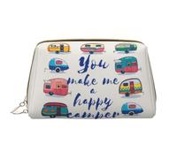 QGWDYYJQ Borsa cosmetica portatile in pelle stampata con Yin Yang World, You Make Me Happy Camper Trailer, Taglia unica