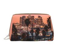 QGWDYYJQ Borsa cosmetica portatile in pelle stampata Merry Christmas, Los Angeles Palme, Taglia unica