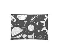 QGWDYYJQ Borsa cosmetica riutilizzabile in carta stampata con astronauta e alieno