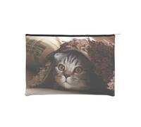 QGWDYYJQ Borsa cosmetica riutilizzabile in carta stampata con gatto sotto la coperta