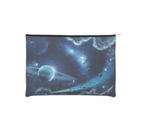 QGWDYYJQ Borsa cosmetica riutilizzabile in carta stampata con luna, stelle e pianeti