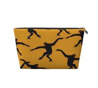 QGWDYYJQ Borsa da toilette da viaggio in pelle con stampa scimmia nera Gibbon borsa cosmetica portatile pochette, Argento, Taglia unica