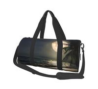 QGWDYYJQ Borsa da viaggio con stampa di palme tropicali con luna piena e notte stellata, borsa da viaggio di grande capacità