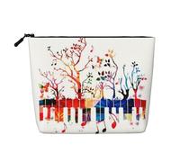 QGWDYYJQ Borsa per il trucco colorata con tastiera di pianoforte stampata nota musicale finta canapa borsa per il trucco quotidiano borsa da viaggio borsa da toilette, Nero , Taglia unica