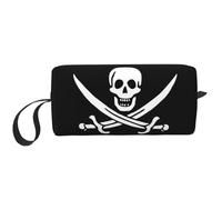 QGWDYYJQ Borsa per il trucco con stampa bandiera pirata piccola borsa per il trucco portatile
