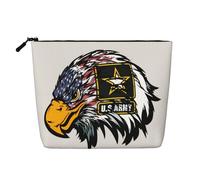 QGWDYYJQ Borsa per il trucco in canapa finta con stampa di aquila con bandiera americana dell'esercito degli Stati Uniti, borsa per il trucco giornaliera da viaggio, Nero , Taglia unica