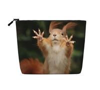 QGWDYYJQ Borsa per il trucco in canapa finta stampata con scoiattolo divertente animale borsa da viaggio borsa da toilette, Nero , Taglia unica