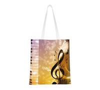 QGWDYYJQ Borsa per la spesa riutilizzabile con note musicali per pianoforte e violino, borsa a tracolla casual