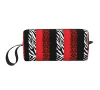 QGWDYYJQ Borsa porta trucchi con stampa leopardata rossa e zebra
