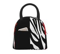 QGWDYYJQ Borsa portapranzo portatile con stampa di leopardo rosso e zebra, grande borsa bento isolata
