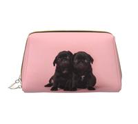 QGWDYYJQ Carino Beagle stampato in pelle portatile cosmetica borsa da toilette pochette, Simpatico carlino nero., Taglia unica