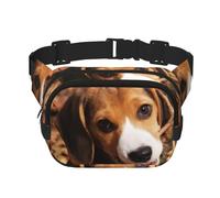 QGWDYYJQ Carino Beagle stampato quadrato doppio strato Marsupio Marsupio Marsupio Borsa da viaggio, Nero , Taglia unica