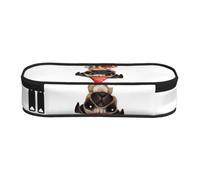 QGWDYYJQ Carino Happy Birthday Pug Puppy Stampato Matita Bag Cancelleria Organizzatore Portatile Astuccio, Nero , Taglia unica, Portamonete