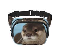 QGWDYYJQ Carino lontra stampato quadrato doppio strato Marsupio Marsupio Marsupio Borsa da viaggio, Nero , Taglia unica