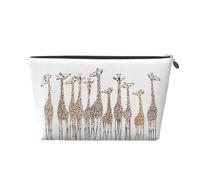 QGWDYYJQ Carino Wild Cartoon Giraffes Stampato in Pelle Viaggio Toiletry Bag Portable Cosmetic Bag Pochette, Oro, Taglia unica