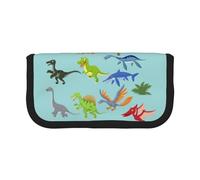 QGWDYYJQ Cartone animato dinosauro immagini stampato tela penna caso cancelleria caso organizzatore portatile, Nero , Taglia unica, Portamonete