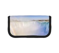QGWDYYJQ Cascate del Niagara Cascate Stampate Canvas Pen Caso Cancelleria Caso, Nero , Taglia unica, Portamonete