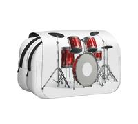 QGWDYYJQ Cool Drum Set - Astuccio porta penne a conchiglia con stampa a doppia conchiglia, organizer portatile, Nero , Taglia unica, Portamonete