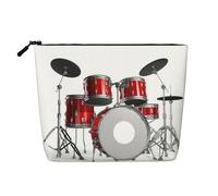 QGWDYYJQ Cool Drum Set Stampato Finta Canapa Makeup Bag Daily Storage Bag Travel Toiletry Bag, Nero , Taglia unica