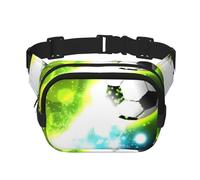 QGWDYYJQ Cool Soccer Ball stampato quadrato doppio strato Marsupio Marsupio Marsupio Borsa da viaggio, Nero , Taglia unica