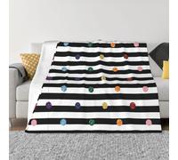 QGWDYYJQ Coperta in micropile ultra morbida con stampa a pois arcobaleno e glitter in bianco e nero