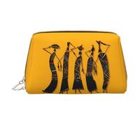 QGWDYYJQ Cultura africana creativa stampata borsa di trucco in pelle borsa cosmetica portatile borsa da toilette pochette, bianco, Taglia unica