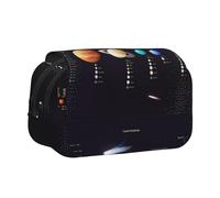 QGWDYYJQ Custodia per penne a conchiglia con stampa di Giove Saturno con sistema solare, astuccio per cancelleria, organizer portatile, Nero , Taglia unica, Portamonete