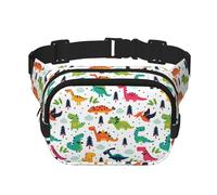 QGWDYYJQ Dinosauri colorati stampati quadrato doppio strato Marsupio Marsupio Travel Bag, Nero , Taglia unica
