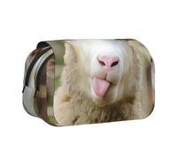 QGWDYYJQ Divertente astuccio portatile per cancelleria, con stampa di una lingua di pecora cattiva e simpatica, con stampa di animali, Nero , Taglia unica, Portamonete