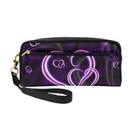 QGWDYYJQ Divertente borsa per il trucco con lingua, con stampa di pecora, astuccio in vera pelle, Cuori viola alla moda, Taglia unica