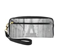 QGWDYYJQ Divertente borsa per il trucco con lingua, con stampa di pecora, astuccio in vera pelle, Torre Eiffel Parigi Street Ombrello rosso, Taglia unica