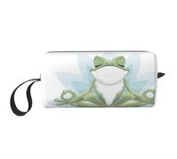 QGWDYYJQ Divertente borsa per il trucco con stampa a forma di rana di yoga, piccola borsa per il trucco