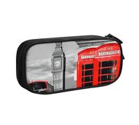 QGWDYYJQ England UK Retro Londra telefono stampato penna astuccio cancelleria organizzatore portatile, Nero , Taglia unica, Portamonete