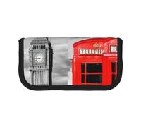 QGWDYYJQ England UK Retro Londra telefono stampato tela portapenne cancelleria organizzatore portatile, Nero , Taglia unica, Portamonete