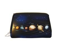 QGWDYYJQ Esplorando il sistema solare stampato borsa di trucco in pelle borsa cosmetica portatile borsa da toilette borsa pochette, bianco, Taglia unica