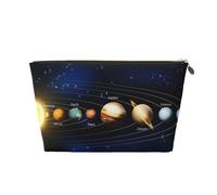 QGWDYYJQ Esplorando il sistema solare stampato in pelle borsa da toilette da viaggio borsa cosmetica portatile pochette, Oro, Taglia unica