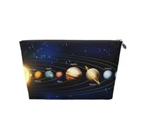 QGWDYYJQ Esplorando il sistema solare stampato in pelle borsa da toilette da viaggio borsa cosmetica portatile pochette, Argento, Taglia unica