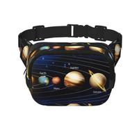 QGWDYYJQ Esplorando il sistema solare stampato quadrato doppio strato Marsupio Marsupio Marsupio Borsa da viaggio, Nero , Taglia unica