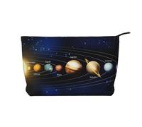 QGWDYYJQ Esplorando il sistema solare stampato velluto a coste borsa cosmetica borsa da viaggio borsa cosmetica portatile, Nero , Taglia unica