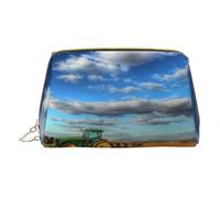QGWDYYJQ Fantasy Farm Tractor borsa per il trucco in pelle stampata borsa cosmetica portatile borsa da toilette pochette, bianco, Taglia unica