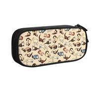 QGWDYYJQ Hairy Ferret - Astuccio per cancelleria, portatile, con stampa di furetto, Nero , Taglia unica, Portamonete