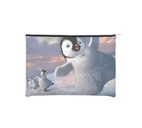 QGWDYYJQ Happy Penguin - Borsa per cosmetici in carta stampata riutilizzabile