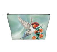 QGWDYYJQ Hummingbird is Flying con stampa floreale ramo borsa per il trucco quotidiano borsa da viaggio borsa da toilette, Nero , Taglia unica