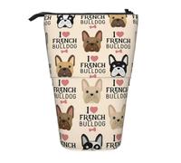 QGWDYYJQ I Love French Bulldog - Portamatite telescopico con stampa, organizer verticale